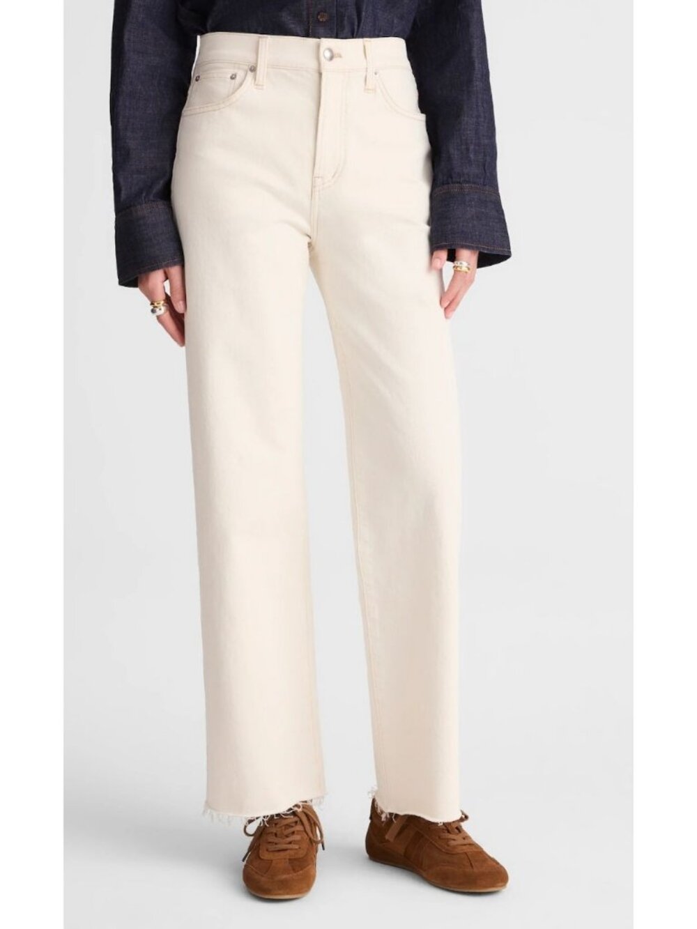 Madewell The Perfect Vintage Wide-Leg Crop Jean Vintage Canvas Size 26 NWT NZ038